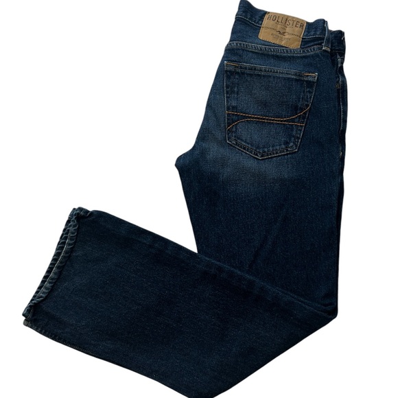 Hollister Mens 28x30 Straight Leg Dark Blue Button Fly Denim Blue Jeans EUC - Picture 16 of 16
